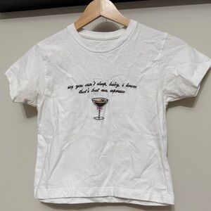 White Cropped T-Shirt with Embroidered Sabrina Carpenter Lyrics